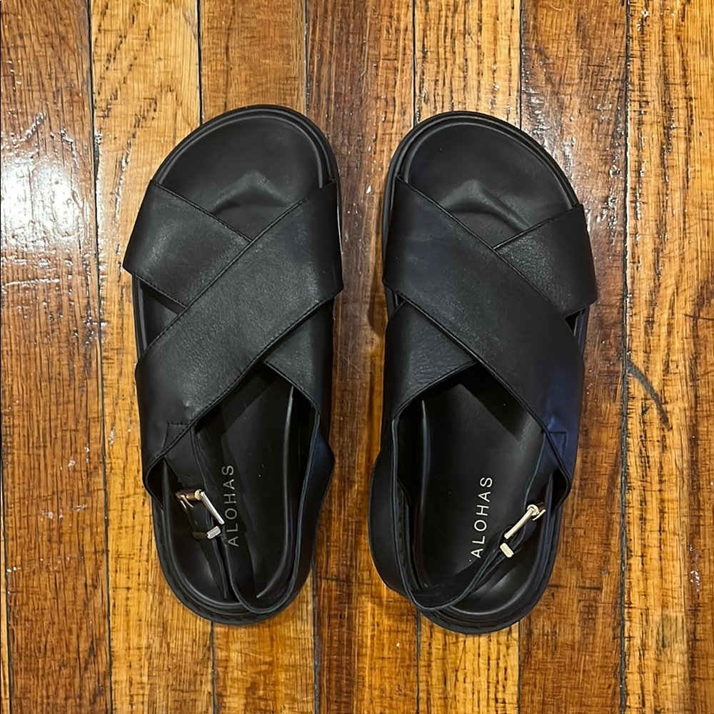 Alohas Black Leather Sandals